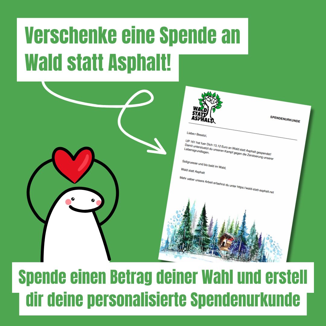 Verschenke eine Spende an Wald statt Asphalt